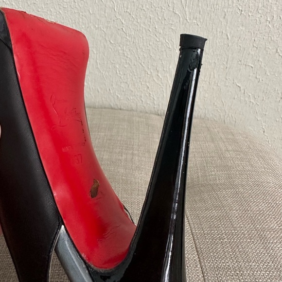 Christian Louboutin Black Leather Very Croise Slingback Platform Sandals - Picture 10 of 12